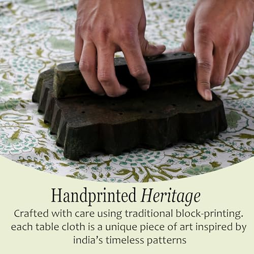 CPC Agate Green Block Print Cotton Handmade Round Tablecloth 110 Inch Decorative Table Cover for Home Decor, Dinning, Festive, Wedding, Farmhouse Gift for Spring, Mother's Day by CPC COTTON PRINT CLUB - Image 5