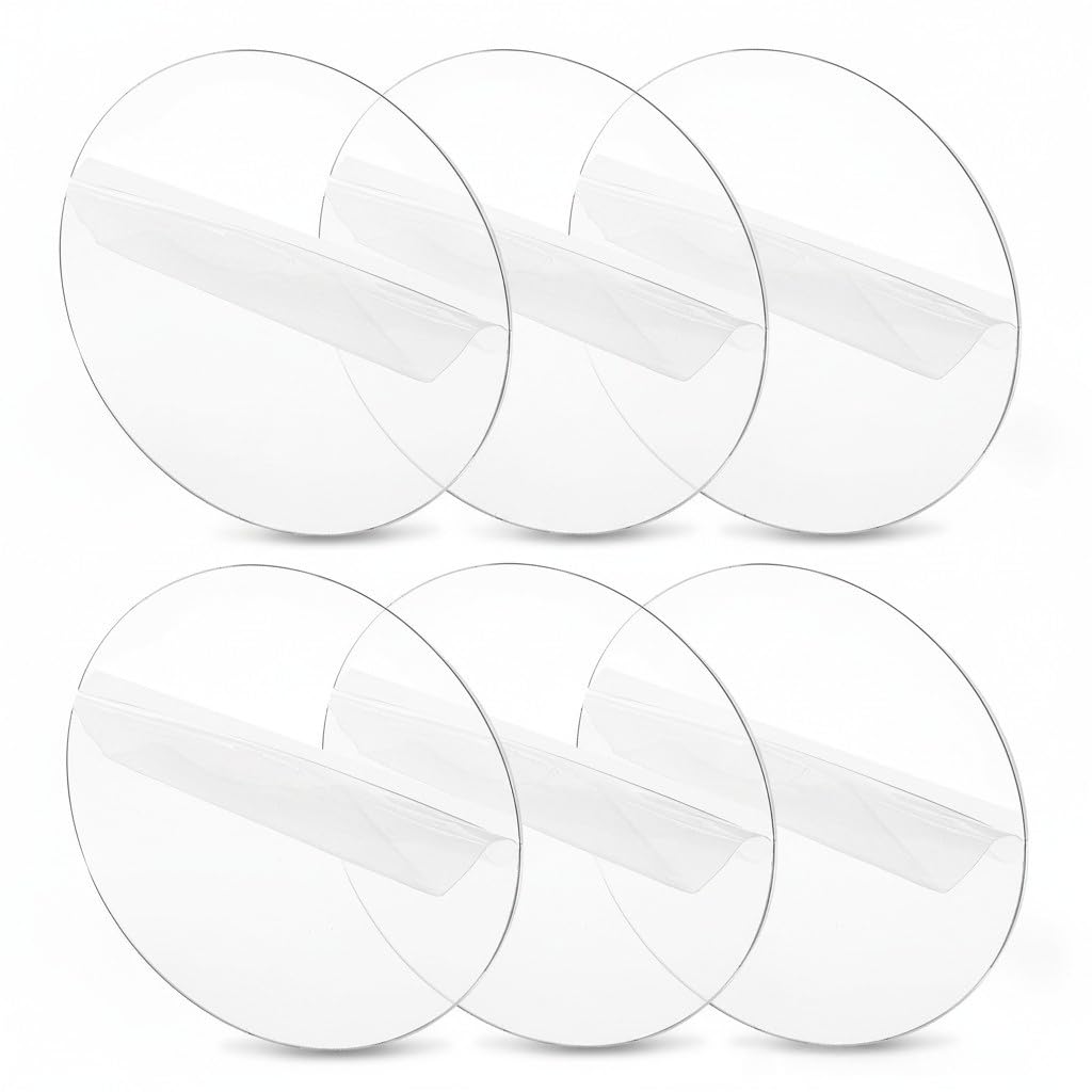 6 Pcs 12 Inch Round Clear Acrylic Sheet, 1/16" Thick Transparent Acrylic Cake Discs for DIY Projects, Picture Frames, Table Tops