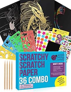 Purple Ladybug Scratch Paper Art Set for Kids! Variety Pack with 36 Full