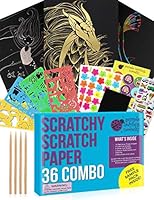 Purple Ladybug Scratch Paper Art Set for Kids! Variety Pack With 36 Full Sized Sheets, 3 Unique Colors: Rainbow, Gold, Silver + Stencils! Great as Gift, Art Supplies, & Travel Activity - Girls & Boys!