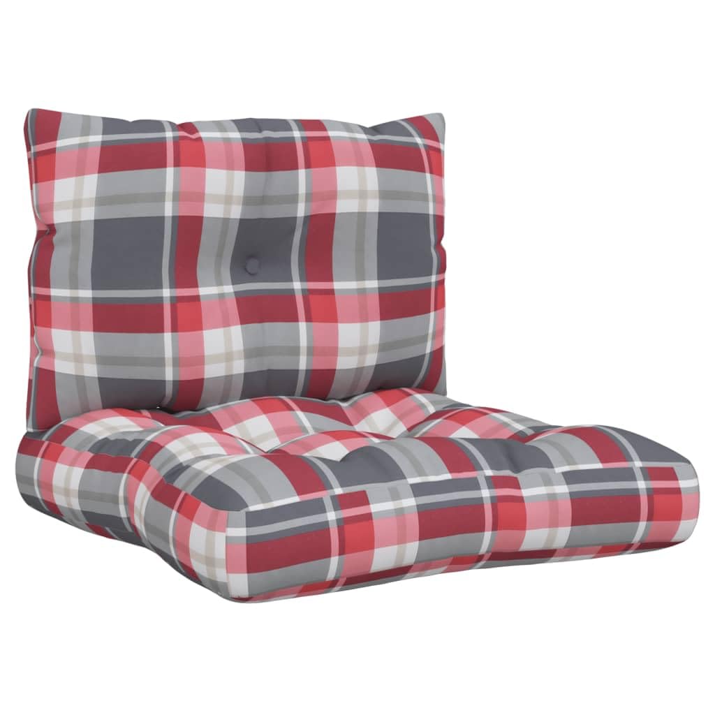 Coussins de palette carreaux rouges (lot de 2) avec assise 61,5x60cm et dossier pour canapé de jardin