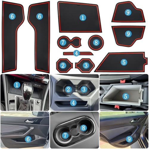 Forro de consola central para Volkswagen Jetta 2019-2026, rojo miniatura 6
