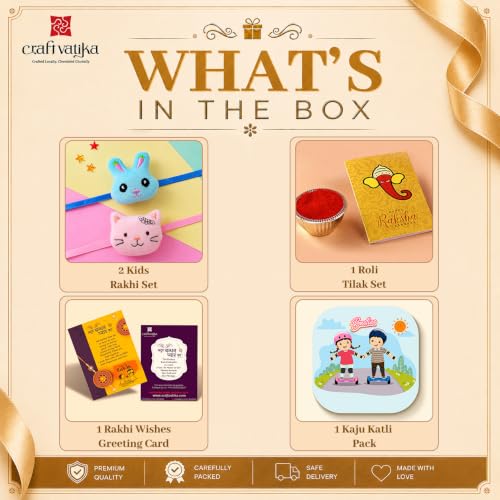 Image of CraftVatika Rakhi for Kids | Rakhi Set of 2 for Brother | Cartoon Rakhi for Boy with Fridge Magnet, Rakshabandhan Greeting Card, Tilak Set,Home Decor (M2-Kids Set)