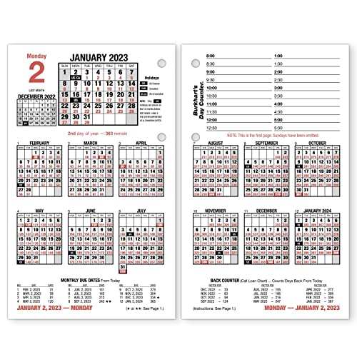At-A-Glance 2023 Daily Desk Calendar Refill, 4-1/2" X 7-1/2", Refill B, Loose Leaf, Burkhart's Day Counter (E71250) #TOP23