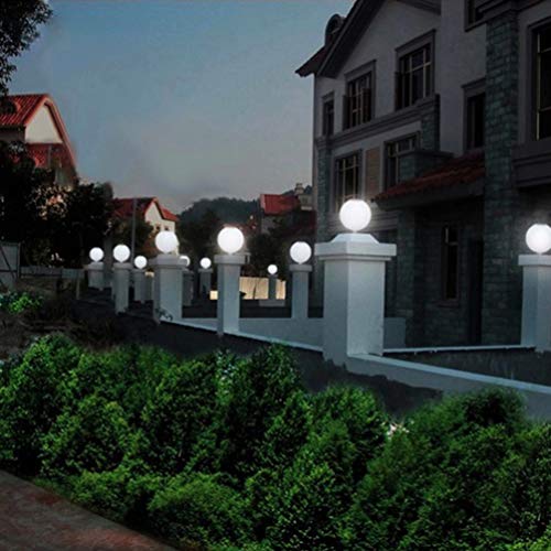 Osaladi Globe Light Outdoor Solar Lamp Post Light 200Mm Round Solar Powered Lamp Post Lights Solar Pillar Light For Pathway Driveway Front Back Door White Solar Ground Lights Outdoor #TOP2