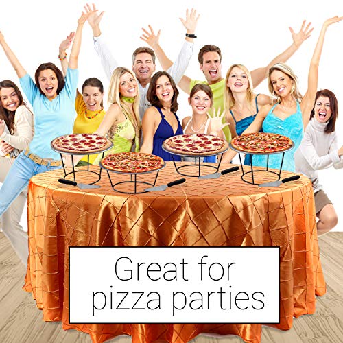 Pizza Accessories Set- 4 Pizza Riser Stands for Tables, 4 Pizza Serving Tray Pans 12 Inch, 4 Pizza Spatula Pie Servers, 1 Pizza Wheel Cutter - Thumbnail 4
