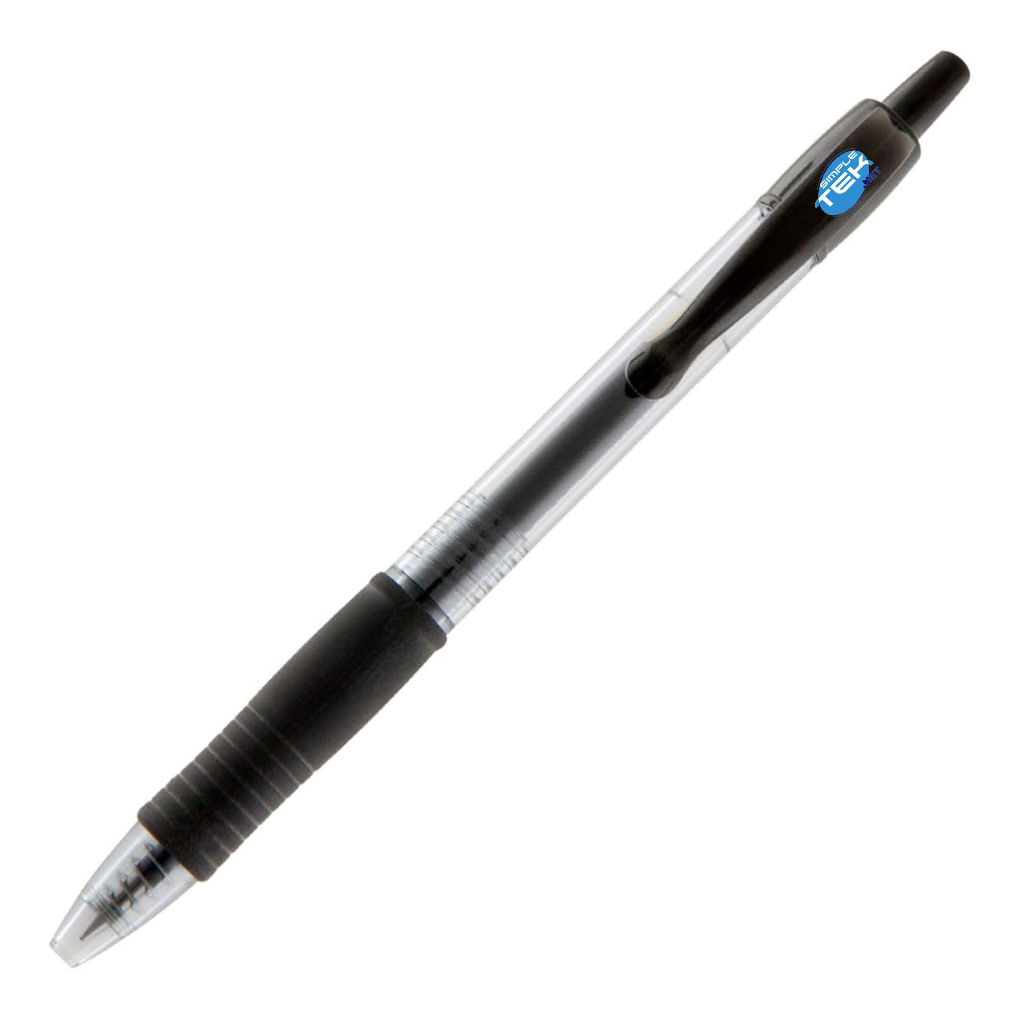 SIMPLETEK - Set 12 X Penne a Gel a Scatto - Tratto 0.7 mm, Inchiostro Nero, Ricaricabili, Asciugatura Rapida e Anti-sbavature