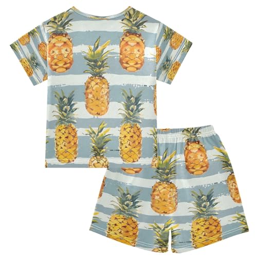 senya Short Sleeve Pajamas Sets Summer Cotton Sleepwear Fresh Fruits Design Pineapple2