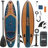 ALLPICK Premium SUP Board Set, Stand Up Paddling Board Aufblasbar, Mit Universal Kamerahalterung, Komplettes Zubehör, Verstellbares Paddel, Anfänger und Fortgeschrittene, 180kg Marineblau
