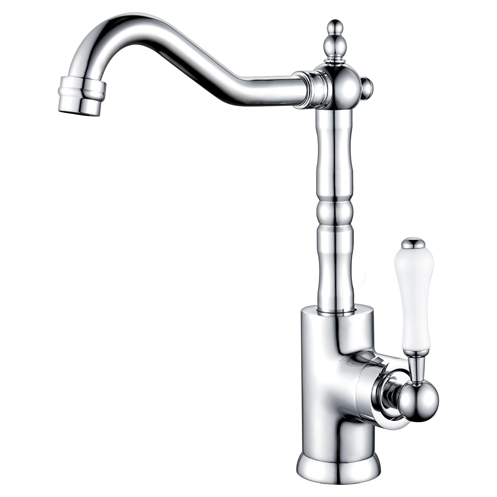 Kran kuchenny retro, armatura kuchenna obracana o 360°, bateria mieszakowa z mieszaczem jednouchwytowym do łazienki/kuchni, kran łazienkowy wysokość 280 mm, armatura umywalkowa chromowana z mosiądzu