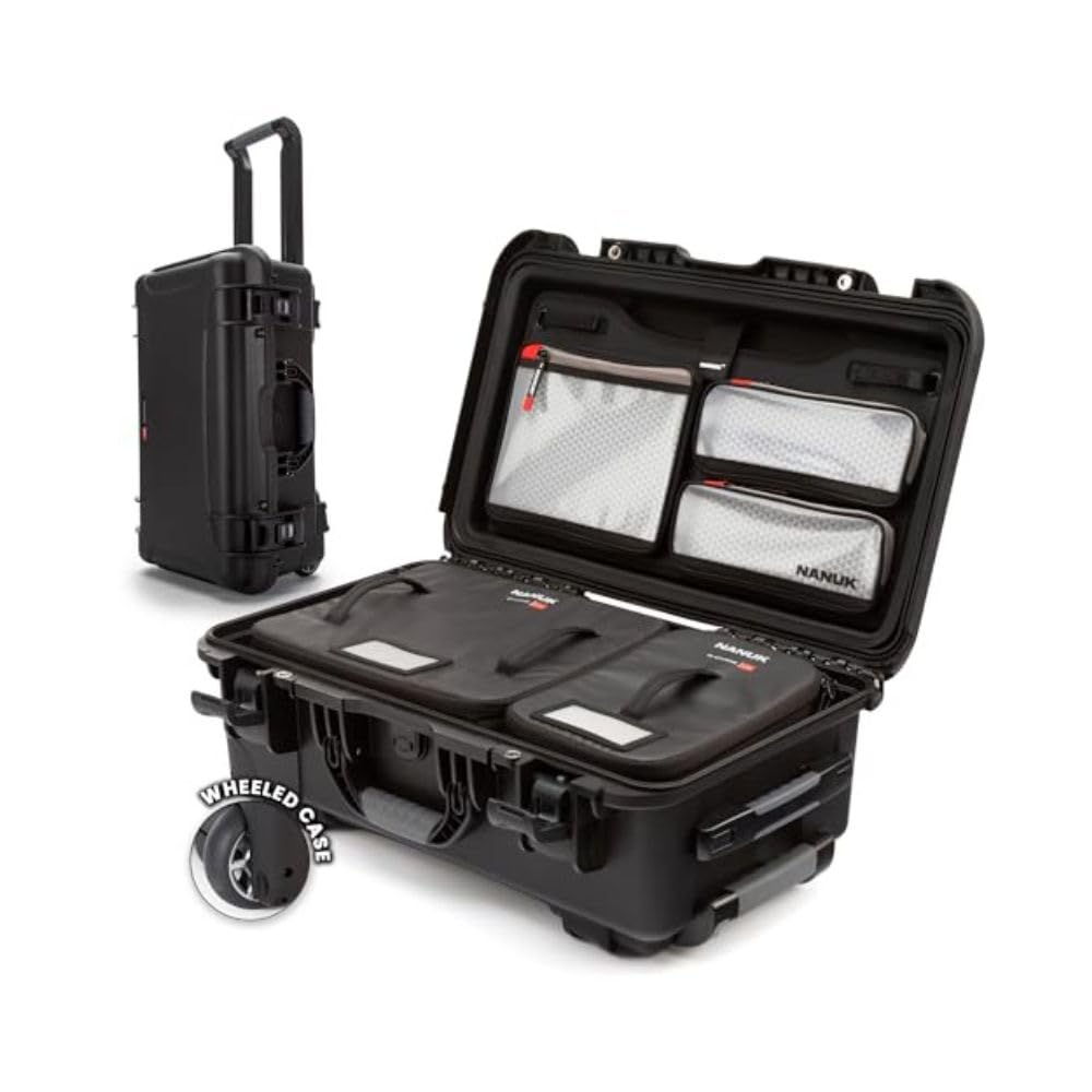 NANUK 935 Pro Foto con N-Cubbik – Custodia rigida impermeabile per fotocamera da viaggio con inserto N-Cubbik 13S & 13M e ruote, 55,9 x 35,6 x 22,9 cm, antipolvere e antiurto, compagnie aeree bagaglio