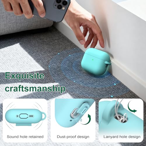 Image of R-fun for AirPods Pro 3 Case (2025), Soft Silicone Protective Case Cover Compatible with Apple AirPods Pro 3rd Generation (USB-C Cable) for Women Men with Cleaning Kit and Keychain, Glow Blue