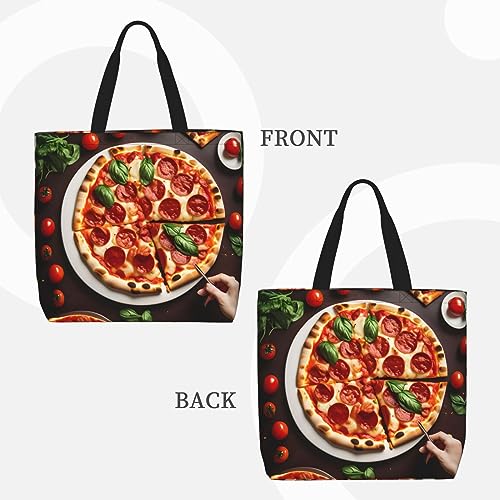 Pizza Food Print Tote Bag Large Women Casual Shoulder Bag Handbag For Outdoors Holiday Weekender Travel Gifts3