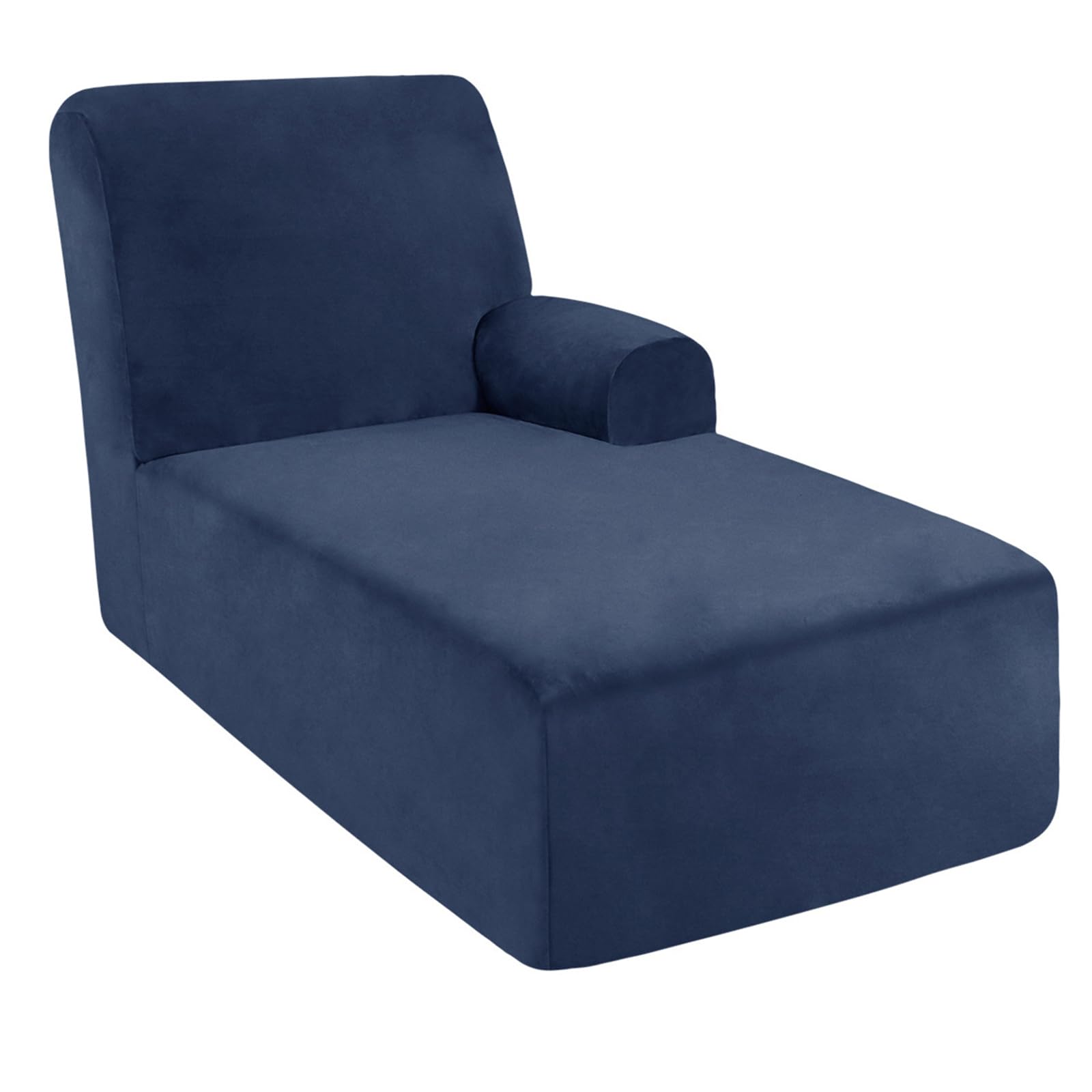 DRXRD Single Arm Chaise Lounge Cover - Chaise Chair Slipcover - Lounge Sofa Cover - Soft Velvet Slipcovers - 1-Piece Form Fit Chase Covers Navy blue Right