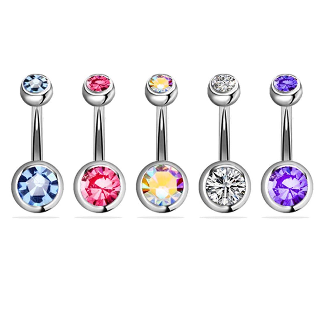 XUJLRL 5 unids Anillo de Ombligo de Acero Inoxidable Set 14 Gauge Barbell Ombligo Bares Joyas Piercing