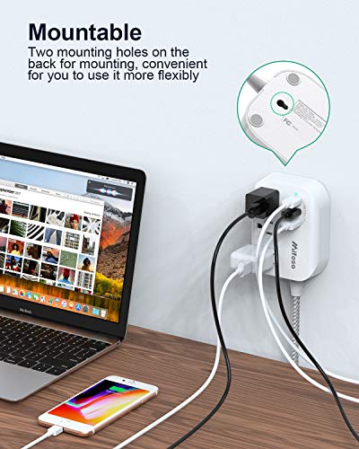 Image of mifaso Type c Charger 15ft Ultra Thin Flat Power Strip - 6 Outlets 3 USB Ports (2 USB C) 3 Side Outlet Extender (ONE-RD-041)