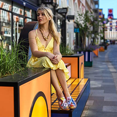 Uin Women's Lightweight Sneakers Comfortable Canvas Slip On Flat Art Painted Cat Travel Shoes Cheer Up (40) #TOP4