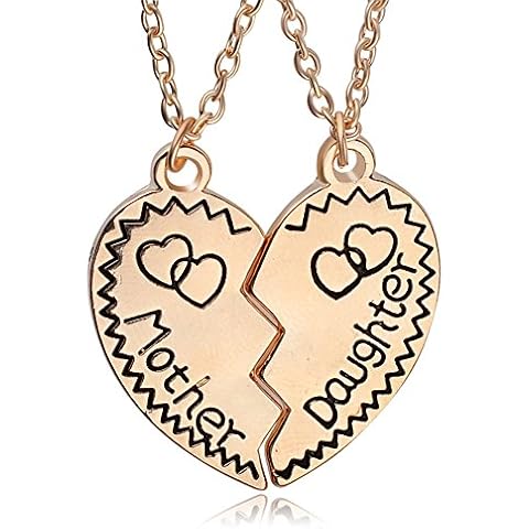Polytree 2pc Mother Daughter Split Heart Charm Pendant Necklaces for Mom Cover
