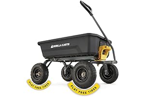 Gorilla Carts 7-Cu Ft Poly Yard Cart with No-Flat Tires - Exclusively on Amazon!