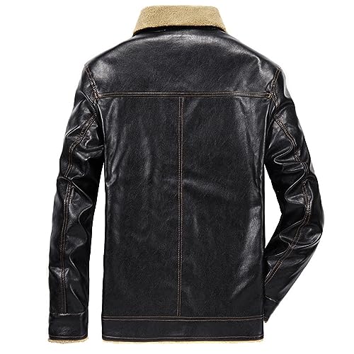 Chaqueta de cuero cálida de invierno para hombre miniatura 3
