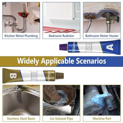 High Strength Metall Kleber, Zwei Komponenten Kleber, 2 Komponenten Kleber, Flüssiger Metallkleber zum Verbinden von Metall mit anderen Materialien, Lotpaste zur Reparatur von Gussfehlern(50g*2)