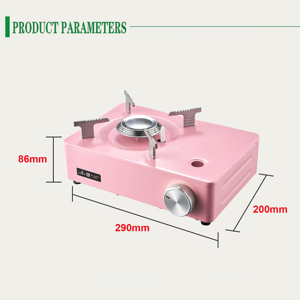 2100W Kein Campingkocher Gaskocher mit Tragebox, Tragbar Gaskocher Camping Kocher Outdoor Gas Campingkocher für Angeln Picknick Trekking Hiking, Kochkocher für Wandern,Rosa