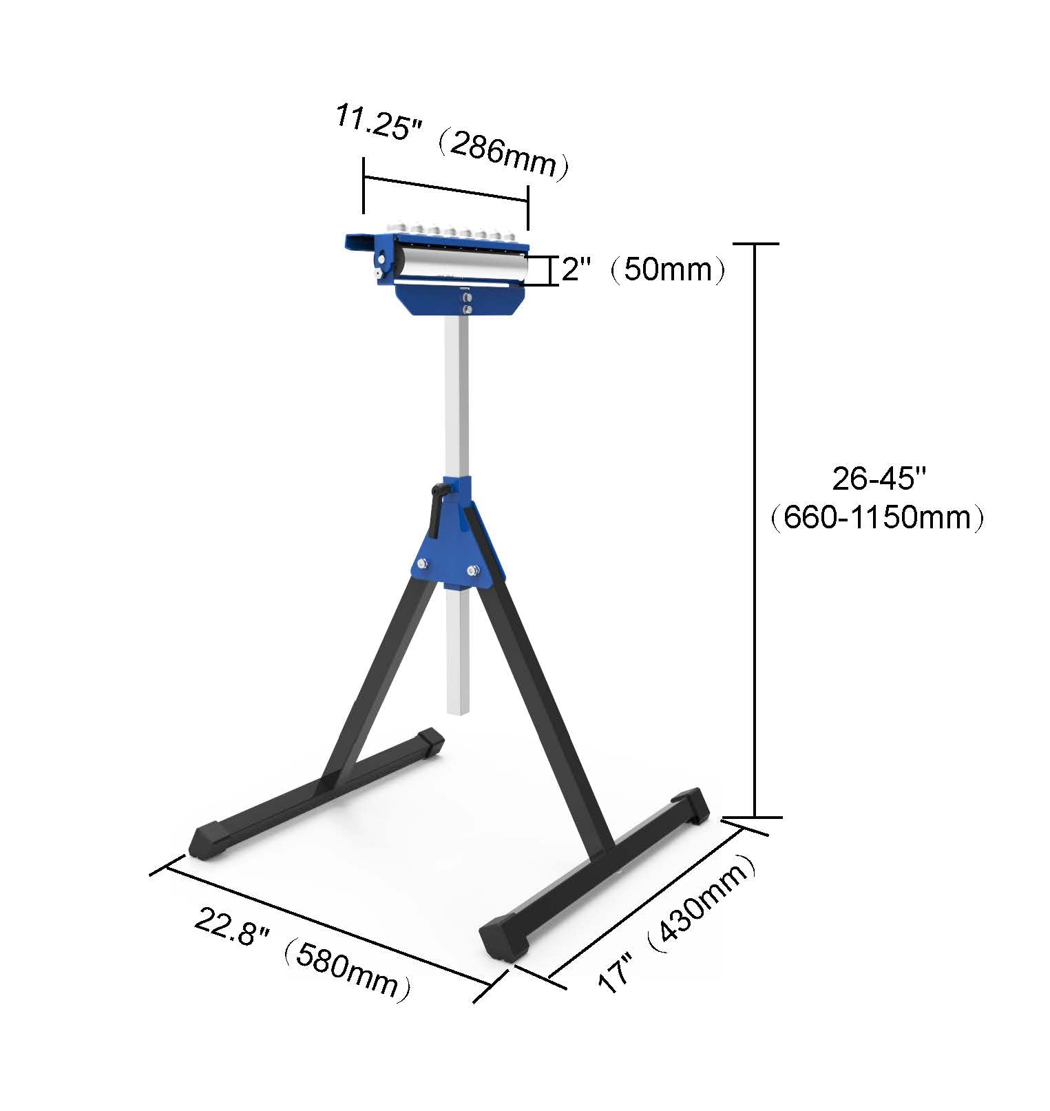 KASTFORCE 2 of KF3012 Heavy-Duty Roller Stand 300 Lbs Loading Capacity Each (3 in 1 Roller), Adjustable Miter Saw Extension, Folds Flat for Easy Storage