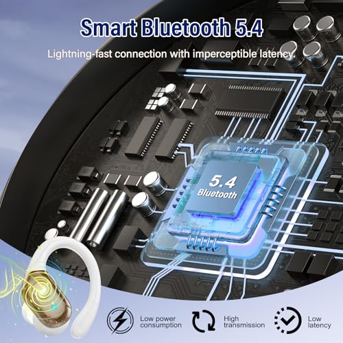 Image of Qecnato Wireless Earbuds Bluetooth Stereo Deep Bass Sports Ear Buds with Earhooks, LED Display Bluetooth Ear Buds with 4 ENC Mic, IP7 Waterproof Earphone, Dark Brown