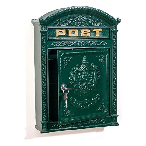 aubaho Briefkasten Wandbriefkasten Alu Nostalgie Postkasten grün antik Stil letterbox Cover