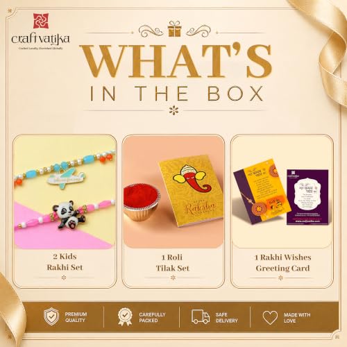 Image of Rakhi for Kids Brother, Rakhi Set of 2 for Brother Boys Baby Girls Kids, Designer rakhis for Children, Rakshabandhan Set with Greeting Card, Tilak Set, for Raksha Sutra for Child (M1-Kids Set)