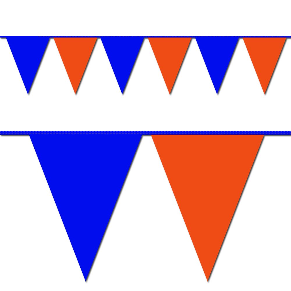 Ziggos Party Blue and Orange Triangle Pennant Flag 100 Ft.