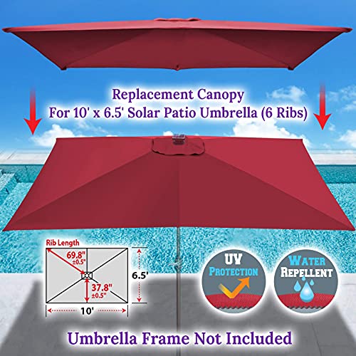 Benefitusa Top Cover Replacement Umbrella Canopy For 10Ft X 6.5 Ft 6 Ribs Patio Umbrella Outdoor Market (Canopy Only) (Burgundy) #TOP7