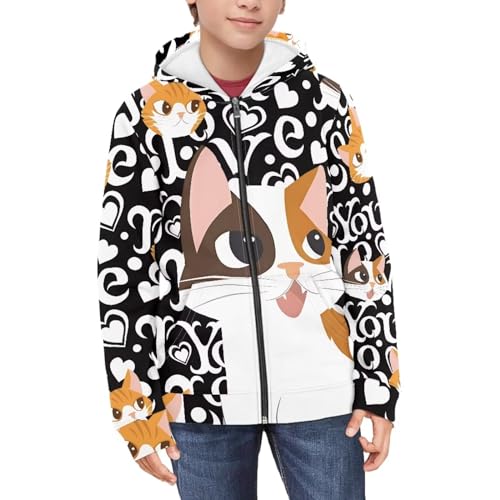 AmzPrint Zip Up Hoodies For Kids Long Sleeve Jacket Casual Outdoor Sports Solid Color Brown Pullover Sweatshirt Size 6-16y3