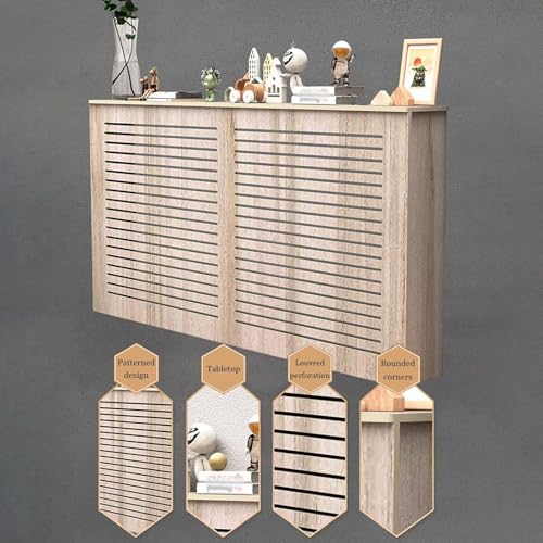 Cubiertas de calefacción protectoras con estante superior de madera 5