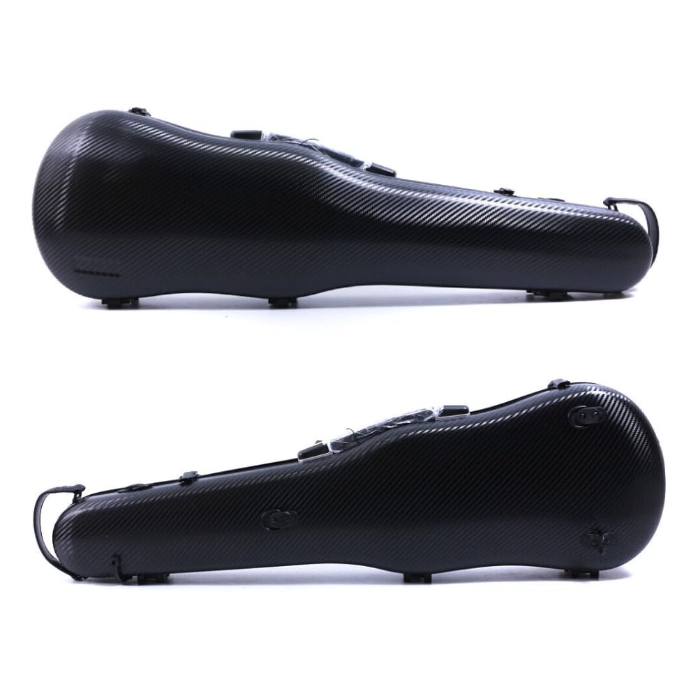 Custodia rigida per violino 4/4, leggera, in fibra di carbonio, robusta, protettiva, con cinghie posteriori regolabili e comoda fibbia di bloccaggio, 1,54 kg, rosa (black)