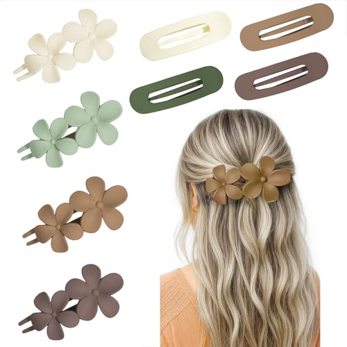 YTQDSS 8PCS Flat Hair Claws Matte Non-Slip Clips for Women, Strong Hold Hair Accessories for All Hair Types, Daily Wedding Party Date Beach Use (Style3(Combo))