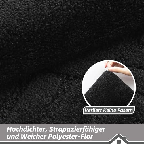 BEQHAUSE Türmatte Innen, super saugfähige Schmutzfangmatte, rutschfeste Maschinenwaschbare Fußmatte, Schmutzfänger Teppich für Hund, Eingang, Haustür, 60x90cm, Schwarz