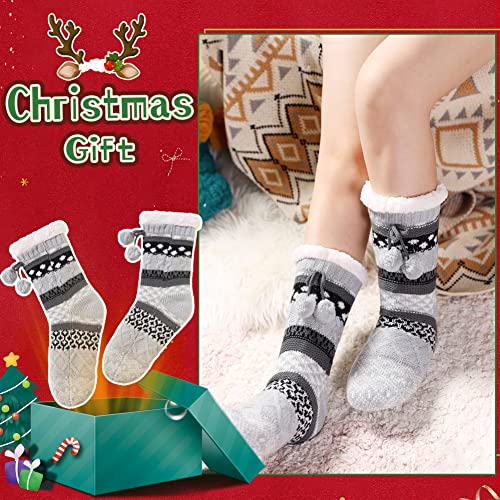 Image of WEVIAS Women Winter Socks Knit Anti-Slip Sweat Warm Cute Cartoon Animals Fuzzy Home Slipper Socks