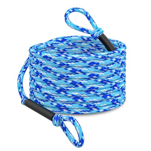 SETYPARY 60FT 6K Boat Tow Rope for Tubing, 1-6 Riders Heavy Duty Floating Tube Tow Rope, Pull Rope for Towable Tubes & Water Sports (Aqua Blue)