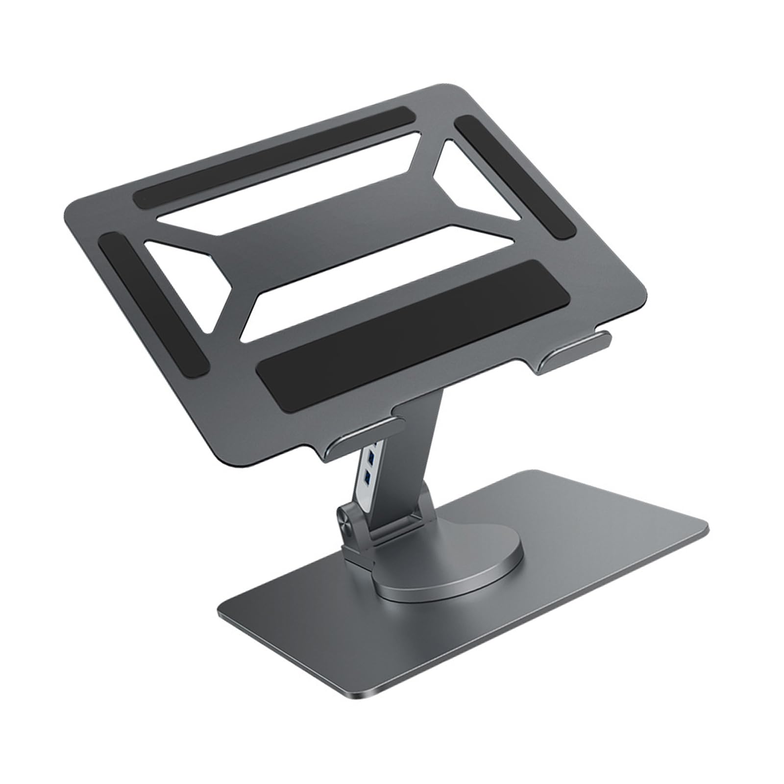 Supporto per laptop ergonomico rotante Struttura in alluminio pieghevole Hub espansione integrato Altezza regolabile Design portatile per tablet notebook Supporto per laptop portatile con hub