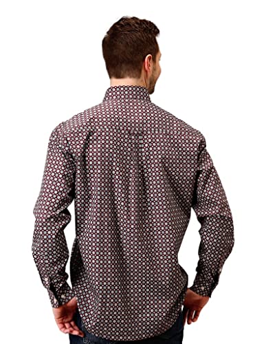 MENS LONG SLEEVE BUTTON RED CURRANT FOULARD WESTERN SHIRT2