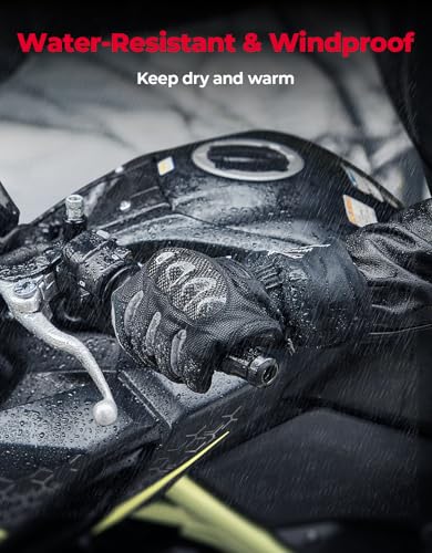 Issyauto FF1109-00601-5 Kemimoto Motorcycle Winter Gloves Men Gauntlet Touch Screen Gloves Riding Windproof Water Resistant Carbon Fiber Women Warm Enduro Motorcycle Mitts Atv Utv Scooter Snowmobile Black Xl thumb #2