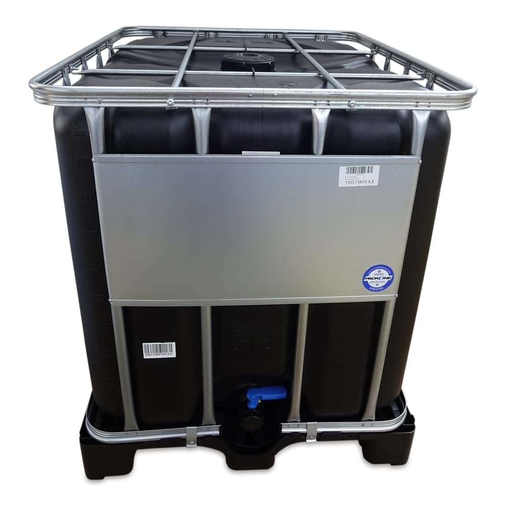 kanister-vertrieb® 1000l IBC Wassertank in SCHWARZ für Trinkwasser auf PE-Palette NEU (Non-UN)