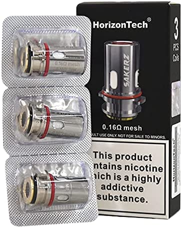 TVDC Horizontech Sakerz Coils, 70W, Interior Heating Element, 2ml Cartridge No Nicotine, 3 Pack, (0.16ohm Mesh)