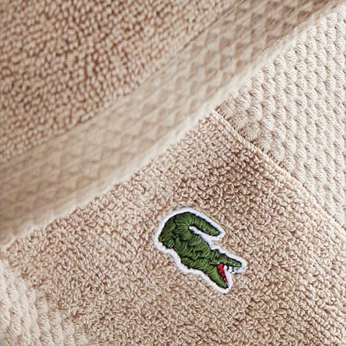 Lacoste Heritage-Supima-Baumwollduschtuch, Sandfarben, XL, 88,9 x 177,8 cm – Ansicht 3