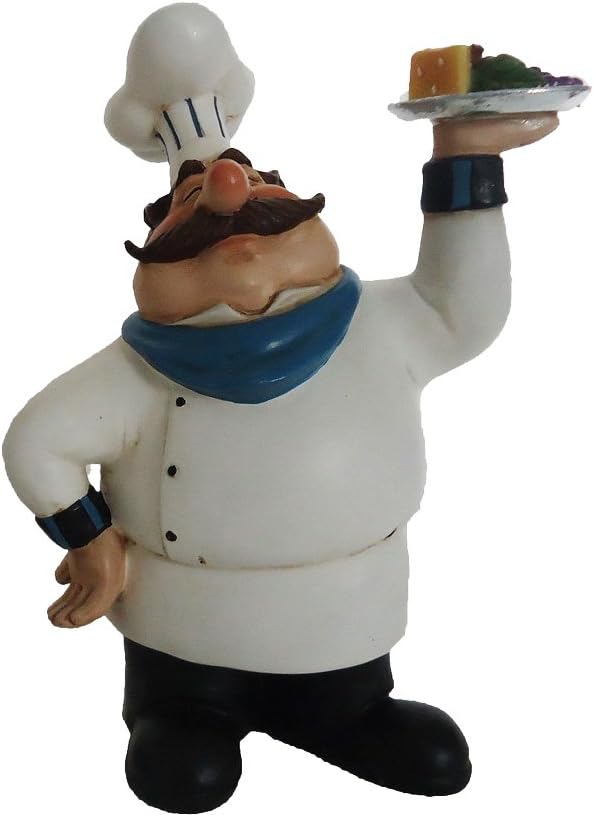 Fat Chef Holding Fruit Plate Kitchen Statue Decoration D64286B