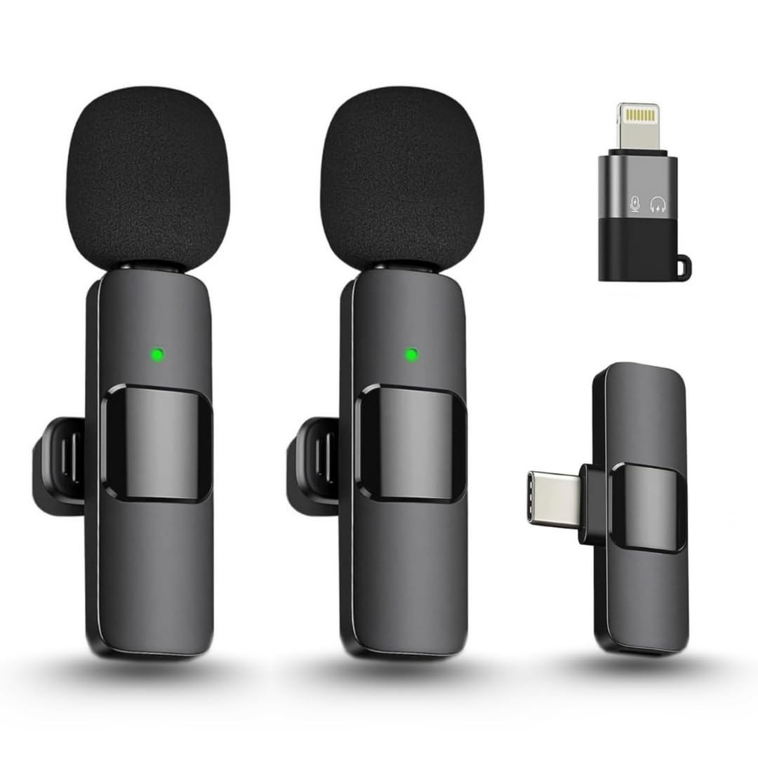Kabelloses Mikrofon 2er-Set – Plug & Play Ansteckmikrofon für iPhone, iPad, Android & USB-C, Mini Wireless Mikrofon für TikTok, YouTube, Podcast, Vlog & Interviews – Kein App-Setup