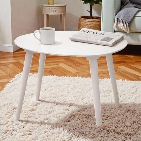 Shoppee Foldable Oval Shaped Bed Side Table for Coffee Tea & Living Room Beauty Full Table (Full White, Medium)-image-7