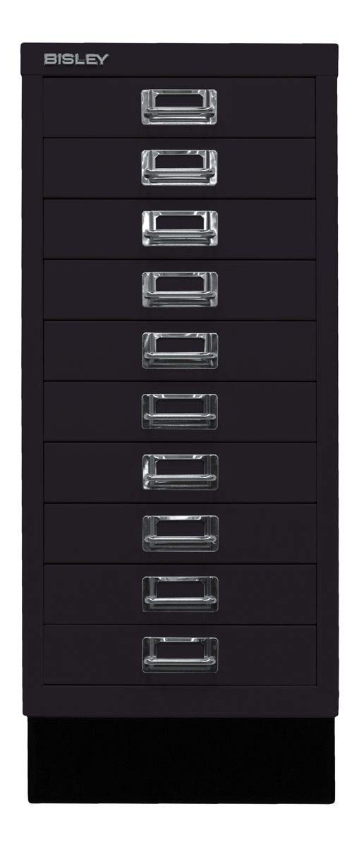 BISLEY MultiDrawer, Serie 29 con Base, DIN A4, 10 cassetti, Metallo, 633 Nero, 38 x 27,9 x 67 cm