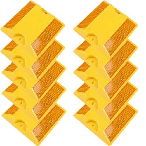 Biokany 10 Pcs Pavement Marker Road Reflectors,4 by 4 inch Street Pavement & Asphalt Stud Markers for Speed Bumps,Freeways & Driveways,Pedestrian Crossings,Sidewalks